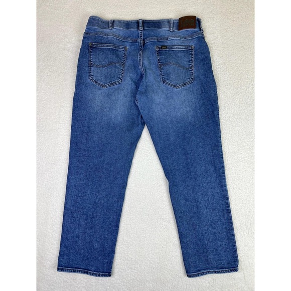 Lee Extreme Motion Athletic Jeans Mens 38x29 Blue Tapered Stretch Denim Pants - Picture 2 of 11